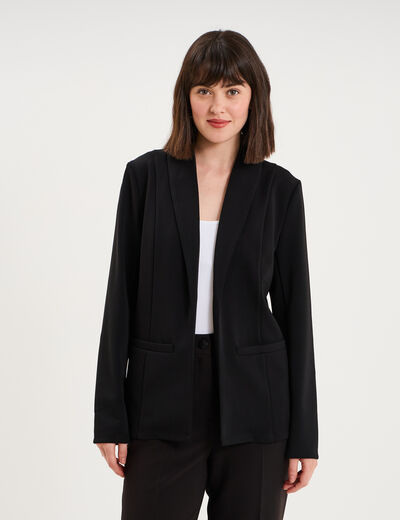 Blazer col tailleur manches longues noir femme