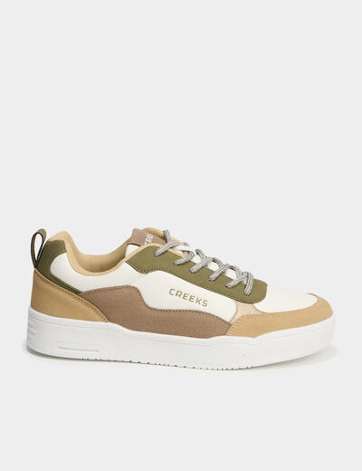 Tennis basses &agrave; lacets vert kaki femme