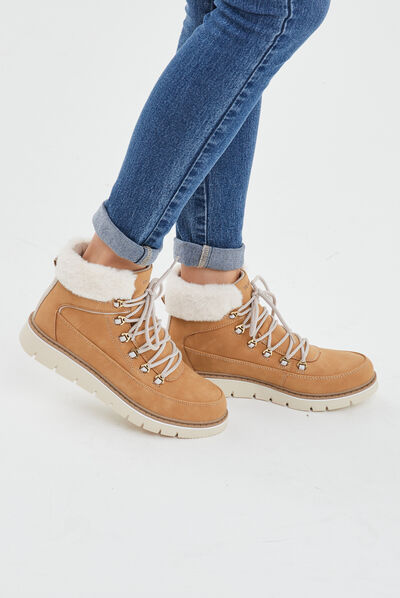 Bottines fourrées à lacets Trappeur sable femme