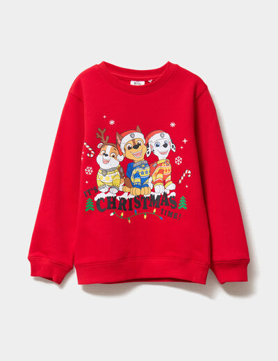 Sweat de No&euml;l Pat Patrouille rouge gar&ccedil;on