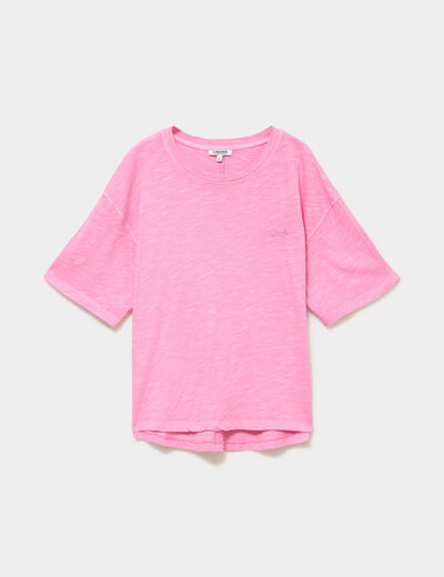 T-shirt col rond manches courtes coton vieux rose femme