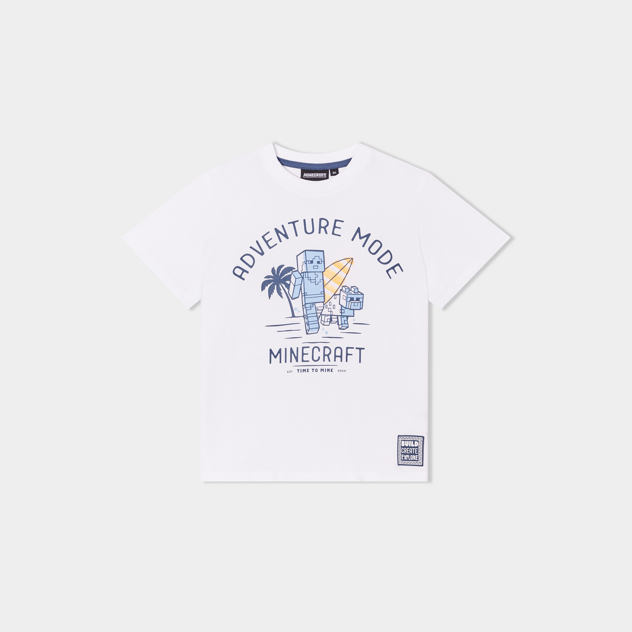 T-shirt coton manches courtes Minecraft blanc garçon
