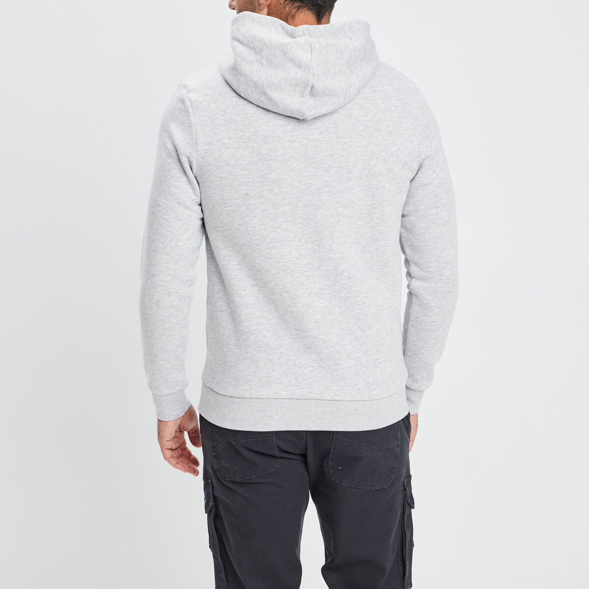 Sweat molleton à capuche hoodie gris clair homme