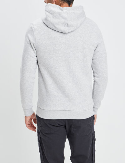 Sweat molleton à capuche hoodie gris clair homme