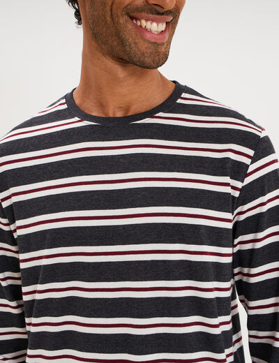 Ensemble pyjama pantalon t-shirt coton gris fonc&eacute; homme