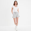 Short de jogging taille élastiquée gris clair femme
