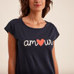 Chemise de nuit manches courtes coton bleu marine femme