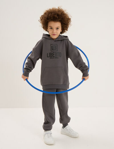 Ensemble de jogging sweat et pantalon gris fonc&eacute; gar&ccedil;on
