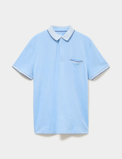 Polo manches courtes coupe droite bleu homme