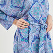 Robe chemise droite fluide ceinturée bleu femme
