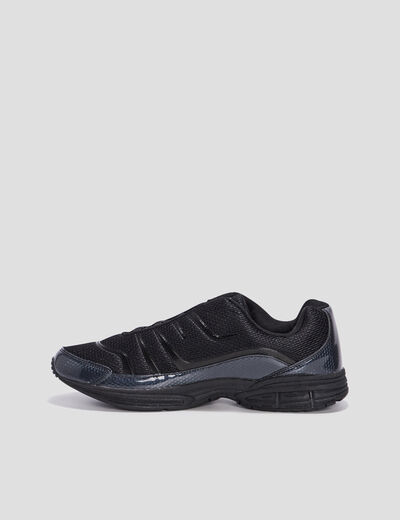 Baskets plates running élastiquées noir homme
