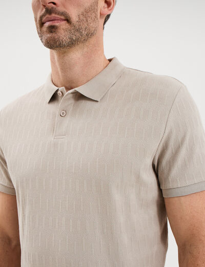 Polo textur&eacute; manches courtes gris clair homme