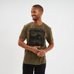 T-shirt &agrave; manches courtes col rond coton vert kaki homme