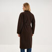Manteau long oversize ceintur&eacute; marron fonc&eacute; femme