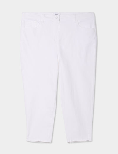 Pantalon capri skinny taille haute blanc femme grande taille