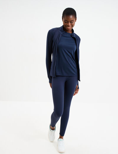 T-shirt de sport droit manches courtes bleu marine femme