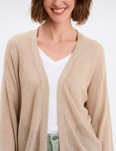 Gilet manches chauves-souris beige femme