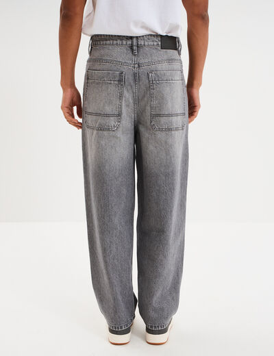 Jeans baggy 5 poches coton denim gris homme