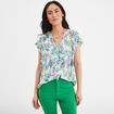 Blouse crépon manches courtes ecru femme