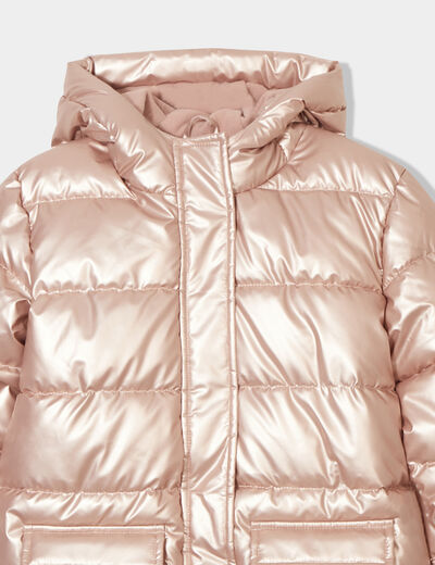 Doudoune doublure polaire à capuche couleur argent fille