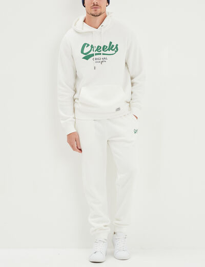 Sweat à capuche hoodie logo Creeks blanc homme