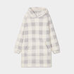 Poncho plaid effet polaire &agrave; capuche ecru femme