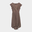 Robe longueur genou dentelle &eacute;vas&eacute;e marron fonc&eacute; femme