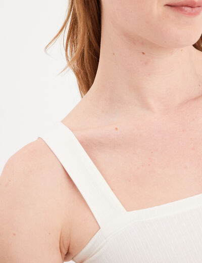 Haut de pyjama crop-top ivoire femme
