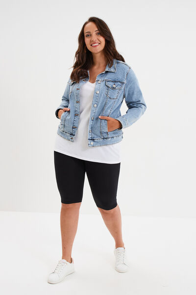 Short legging cycliste coton noir femme grande taille