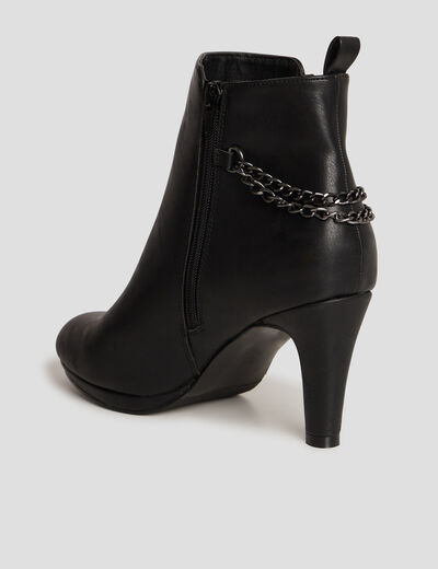 Bottines d&eacute;tails cha&icirc;nes &agrave; talons noir femme