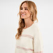 Pull col rond manches longues ecru femme