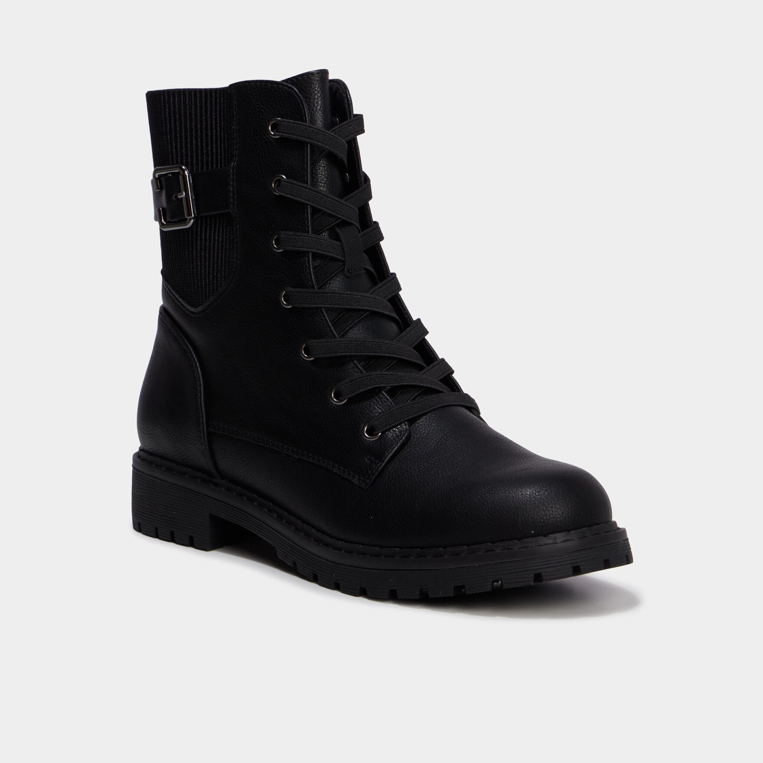 Boots crantées zippées avec lacets noir femme LIBERTO