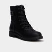Boots crant&eacute;es zipp&eacute;es avec lacets noir femme