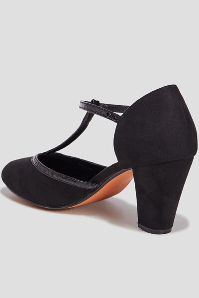 Escarpins salomé à talons aspect suédine noir femme