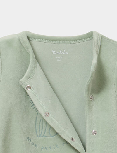 Dors-bien effet velours manches longues vert pastel b&eacute;b&eacute;
