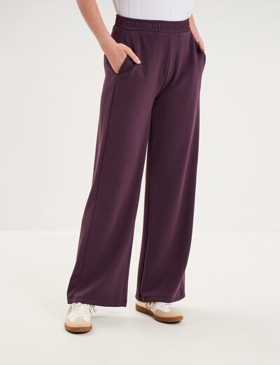 Pantalon de jogging large molletonn&eacute; violet fonc&eacute; femme