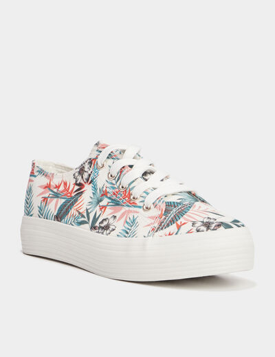 Tennis en toile basses à lacets vert femme