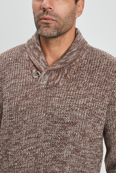 Pull manches longues taupe homme