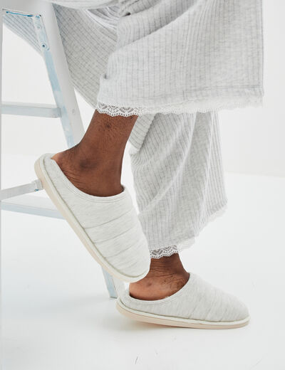 Chaussons mules fourrés gris femme