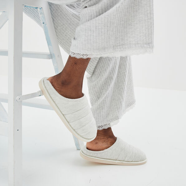 Chaussons mules fourrés gris femme