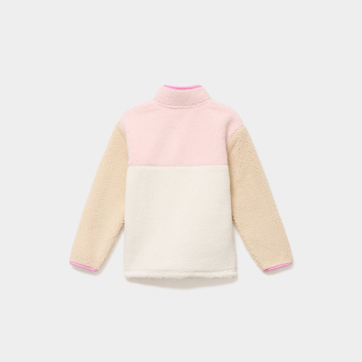 Sweat effet sherpa col montant boutonn&eacute; sable fille
