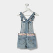 Salopette short ceinturée en jean denim double stone fille