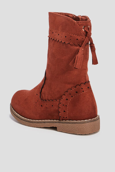 Bottes avec bord festonné terracotta fille