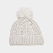 Bonnet &agrave; pompon fausse fourrure gris femme