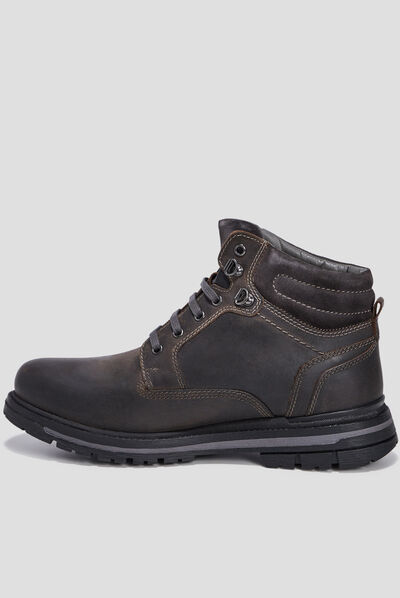 Bottines à lacets en cuir gris homme