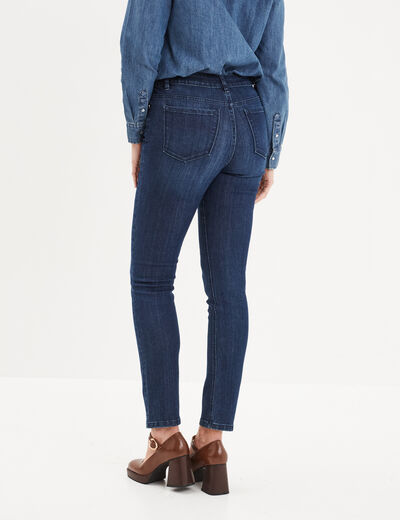 Jeans slim taille haute 5 poches bleu femme