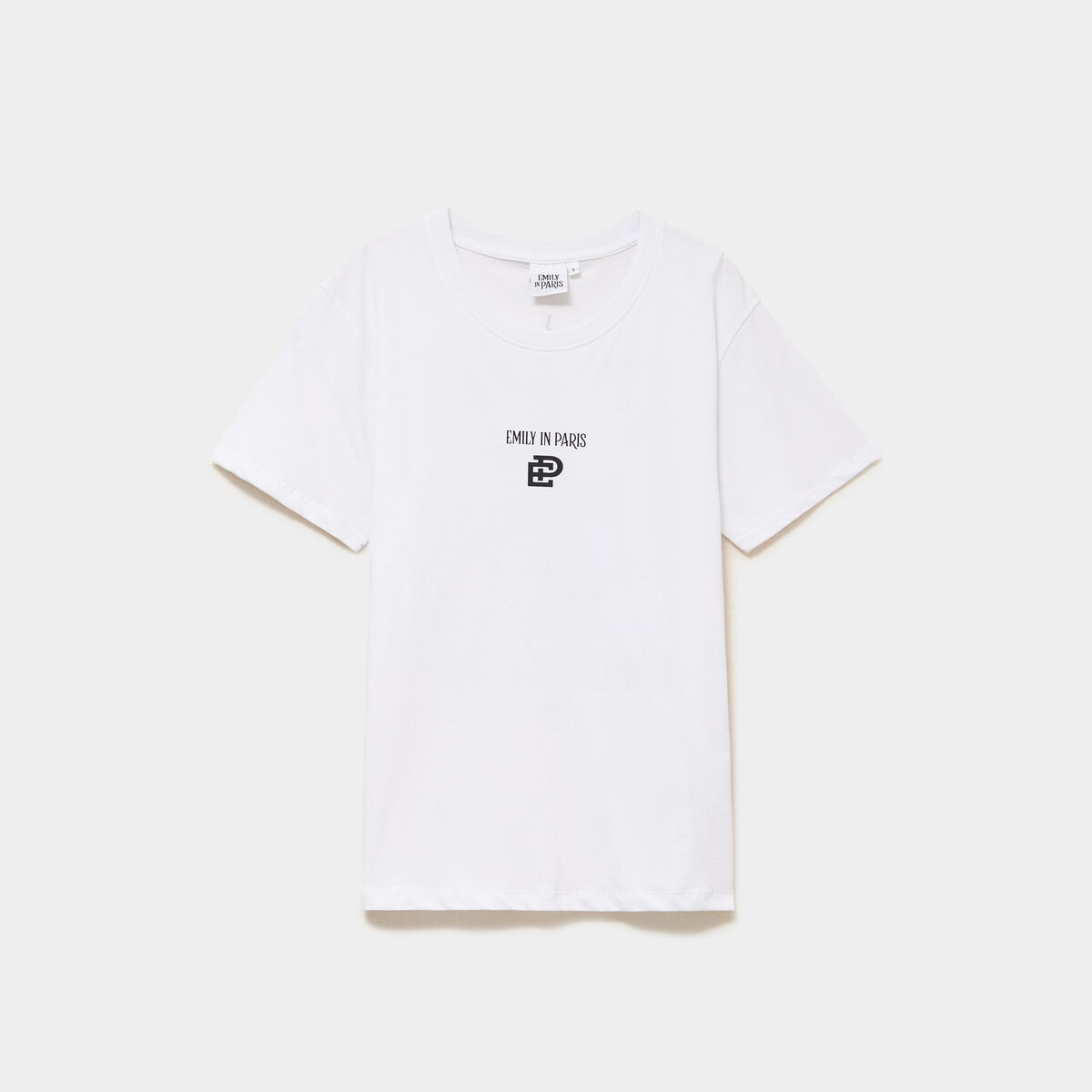 T-shirt col rond coton Emily in Paris blanc femme