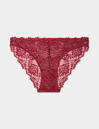 Culotte en dentelle rouge foncé femme