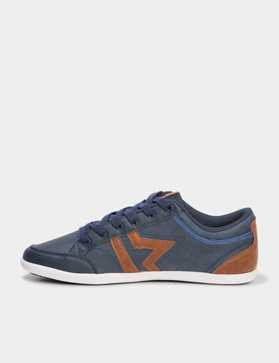 Baskets plates à lacets bleu marine homme