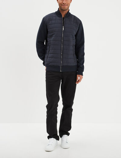 Gilet zippé matelassé col montant bleu foncé homme